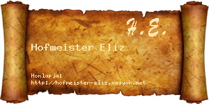 Hofmeister Eliz névjegykártya